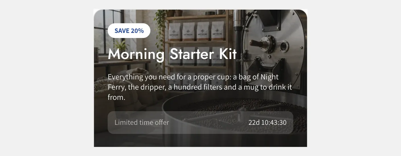 A bundle on the storefront with the countdown timer in its header